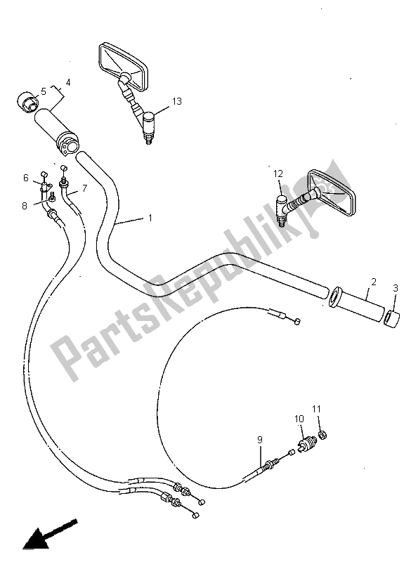 All parts for the Steering Handle & Cable of the Yamaha XVS 650A Dragstar Classic 1998