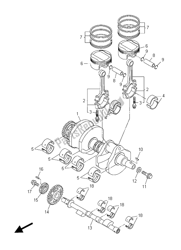 Toutes les pièces pour le Vilebrequin Et Piston du Yamaha VMX 17 1700 2015