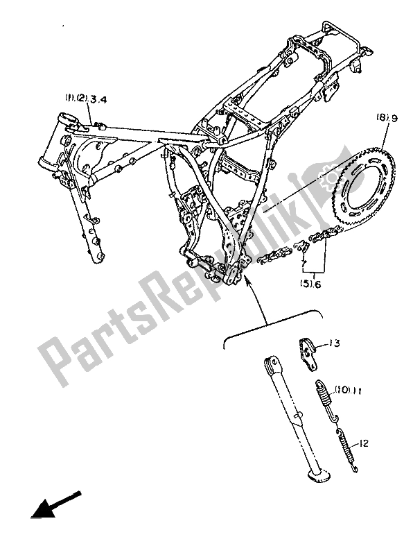 Todas las partes para Chasis (marco) (para Che) de Yamaha XT 600Z Tenere 1986