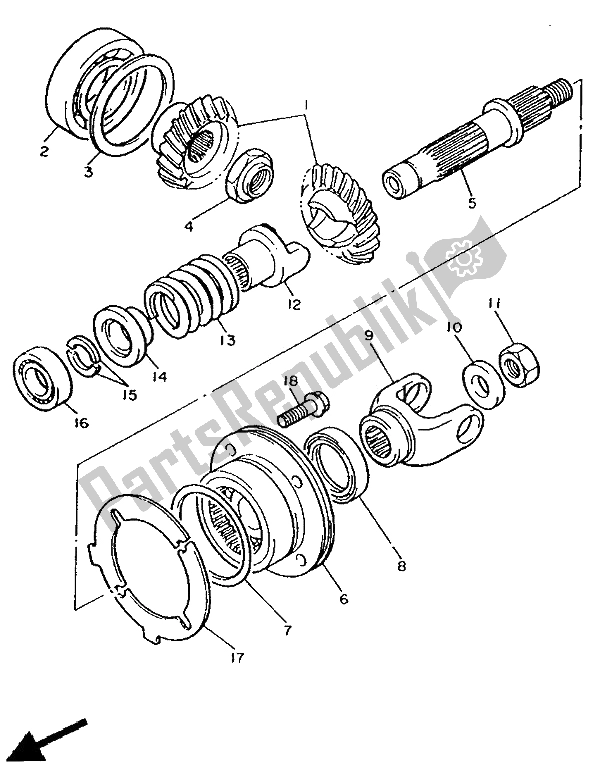 Toutes les pièces pour le Engrenage D'entraînement Moyen du Yamaha XV 535 Virago 1991