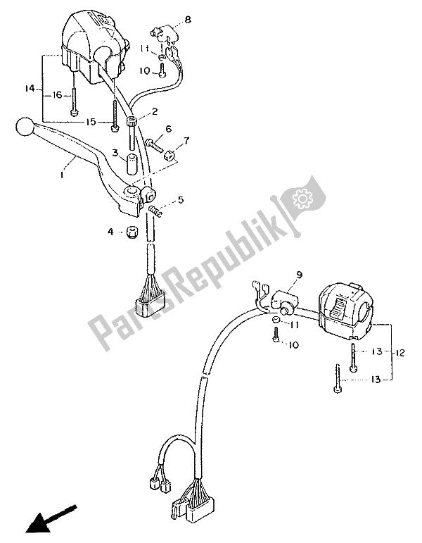 All parts for the Handle Switch & Lever of the Yamaha FZ 750 Genesis 1988