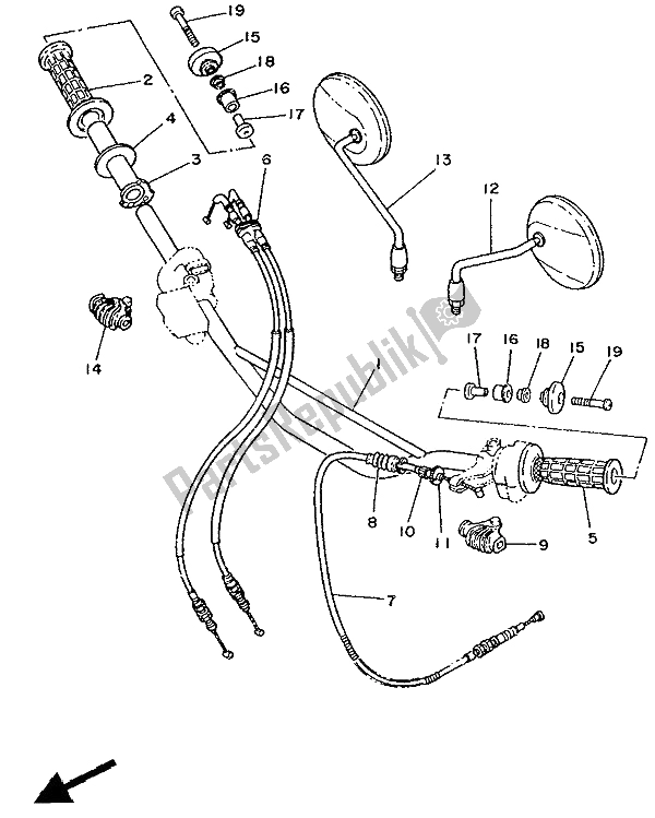 Tutte le parti per il Maniglia E Cavo Dello Sterzo del Yamaha XT 350 1991