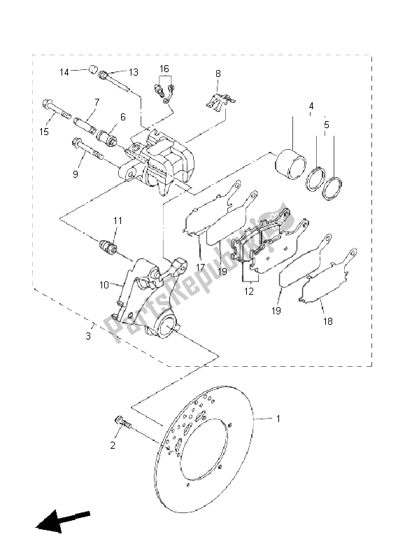 Tutte le parti per il Pinza Freno Posteriore del Yamaha FZ8 N 800 2011