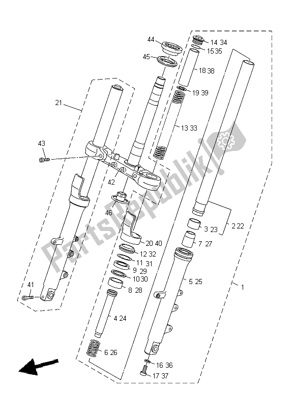 Toutes les pièces pour le Fourche Avant du Yamaha XJ6 NA 600 2009