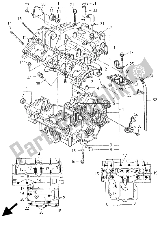 Toutes les pièces pour le Carter du Yamaha YZF 600R Thundercat 2001