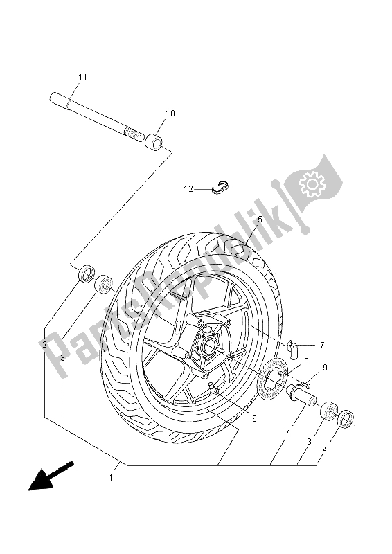 Tutte le parti per il Ruota Anteriore del Yamaha YP 250 RA 2014