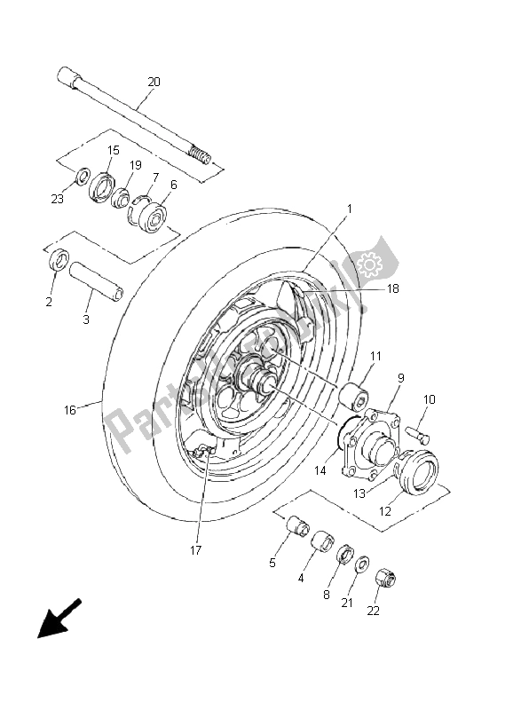 All parts for the Rear Wheel of the Yamaha Xvztf Royalstar Venture 1300 2001