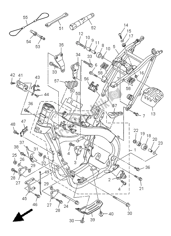 All parts for the Frame of the Yamaha YZ 450F 2013