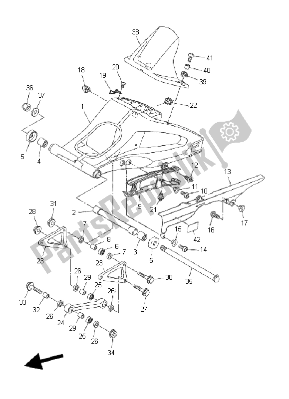 All parts for the Rear Arm of the Yamaha FZ1 N Fazer 1000 2009