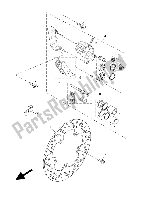 All parts for the Front Brake Caliper of the Yamaha YP 250R 2015