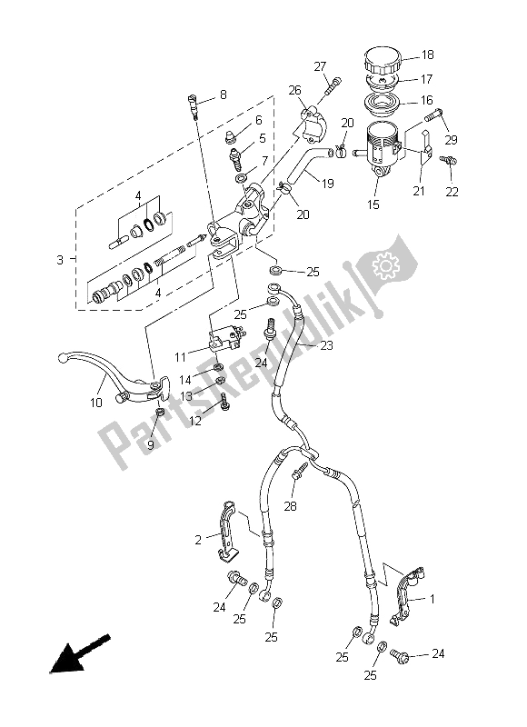 Alle onderdelen voor de Voorste Hoofdcilinder van de Yamaha YZF R1 1000 2014