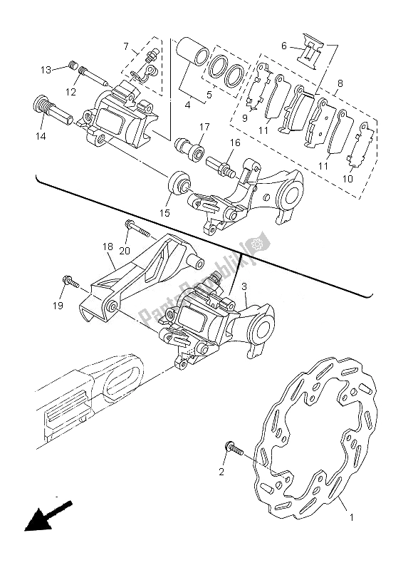 Toutes les pièces pour le étrier De Frein Arrière du Yamaha WR 250R 2013