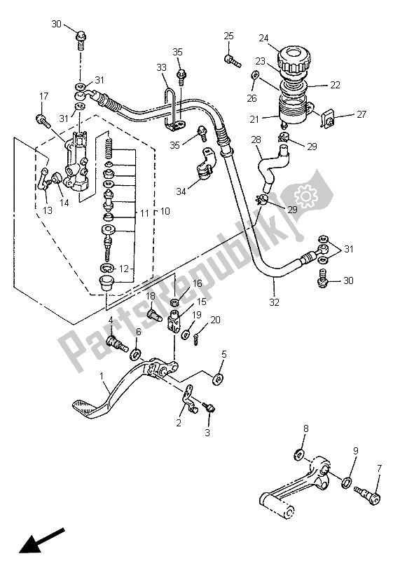 Todas as partes de Cilindro Mestre Traseiro do Yamaha YZF 1000R Thunderace 1996