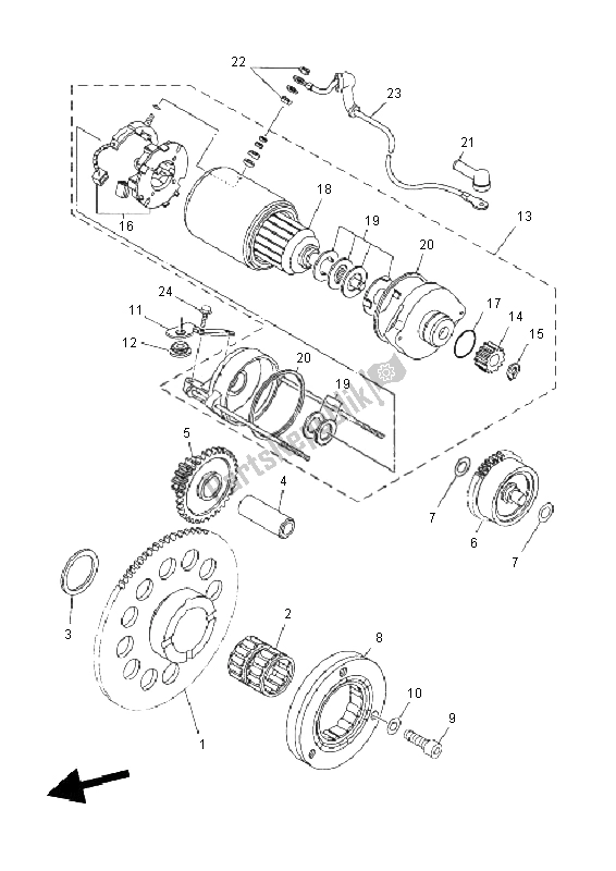 All parts for the Starter of the Yamaha MT 03 660 2011