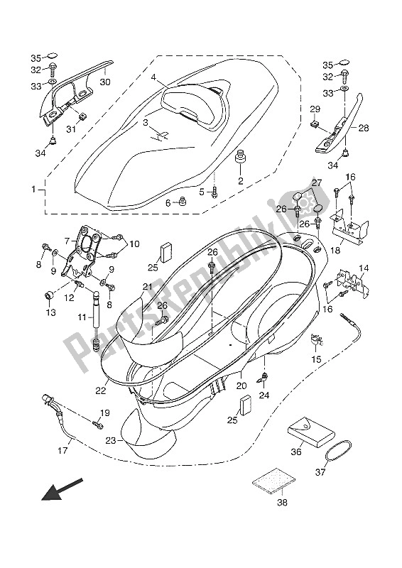 All parts for the Seat of the Yamaha YP 400 RA 2016