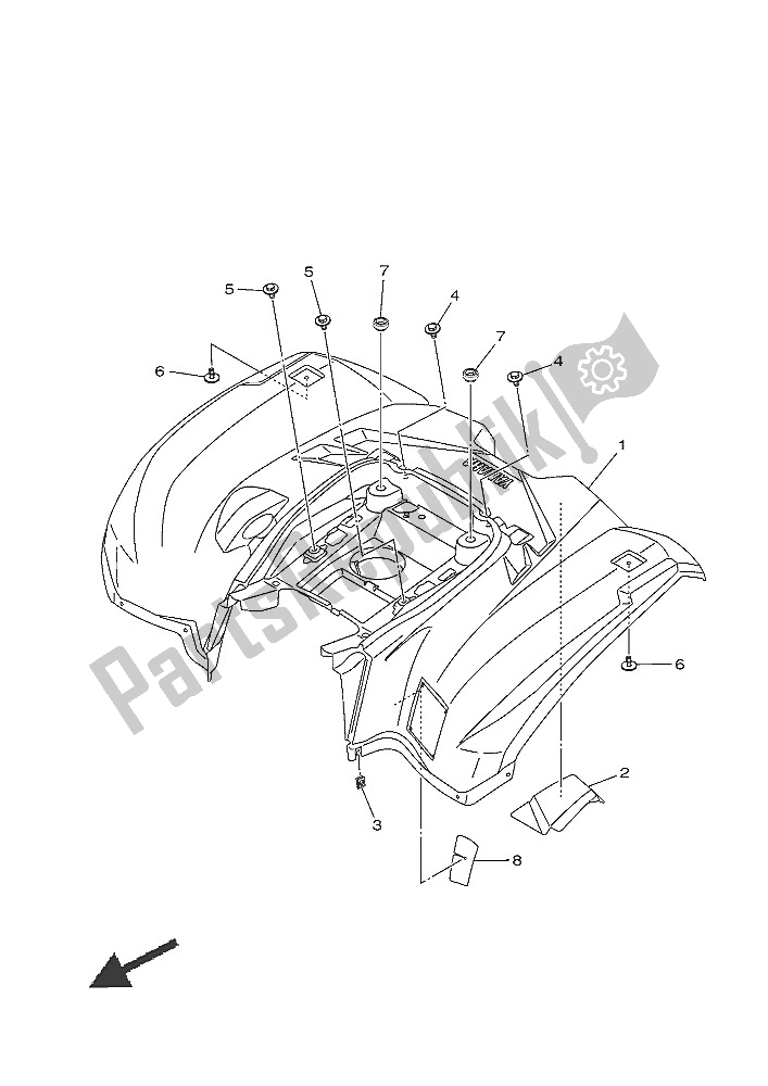 Todas las partes para Guardabarros Trasero de Yamaha YFM 700 Fwbd Kodiak EPS SE 2016