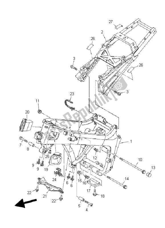 All parts for the Frame of the Yamaha TDM 900A 2008