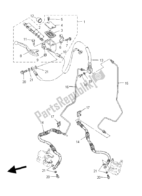 Wszystkie części do Przedni Cylinder G?ówny Yamaha YFZ 350 Banshee 2008