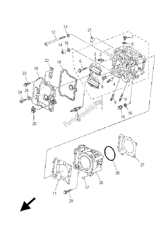 All parts for the Cylinder of the Yamaha YP 400 Majesty 2009