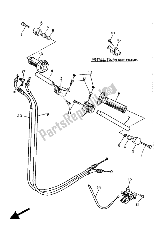 All parts for the Steering Handle & Cable of the Yamaha FZ 750R 1988