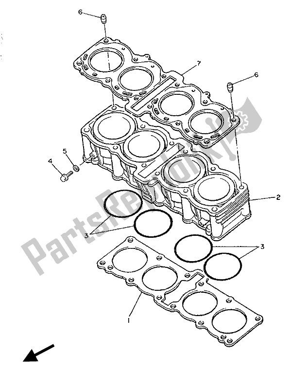 Tutte le parti per il Cilindro del Yamaha FZ 750 Genesis 1989