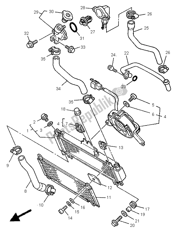 All parts for the Radiator Hose of the Yamaha XTZ 750 Super Tenere 1995