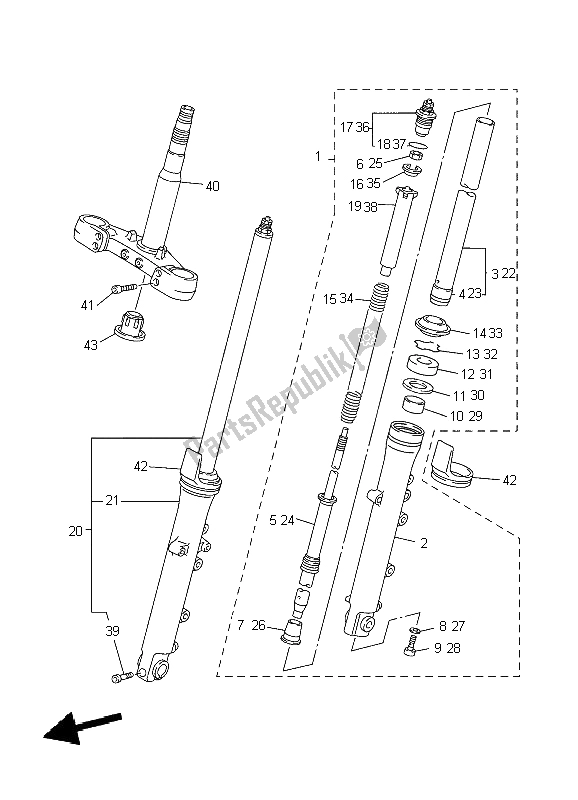 Tutte le parti per il Forcella Anteriore del Yamaha XJR 1300 2009