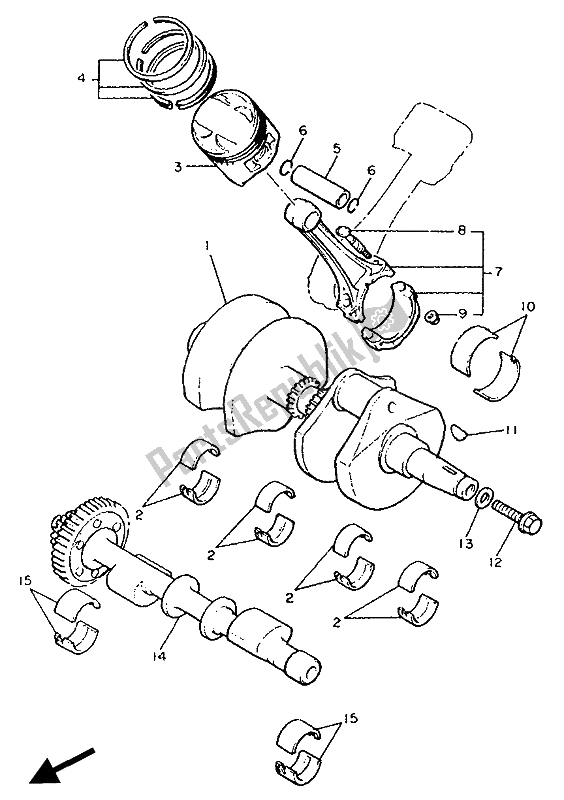 All parts for the Crankshaft & Piston of the Yamaha V MAX 12 1200 1992