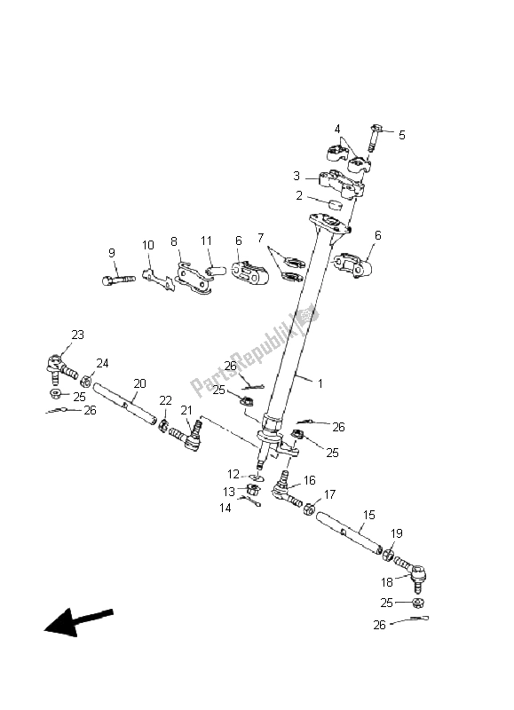 All parts for the Steering of the Yamaha YFM 80R 2004