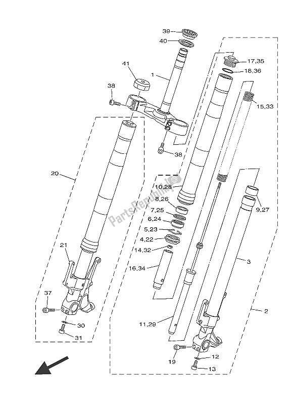 Tutte le parti per il Forcella Anteriore del Yamaha XP 500A 2016