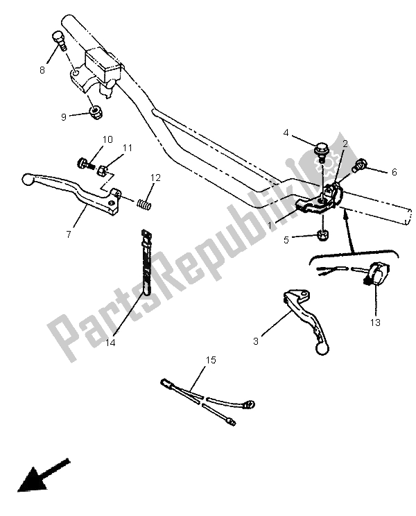 All parts for the Handle Switch & Lever of the Yamaha YZ 80 LW 1996