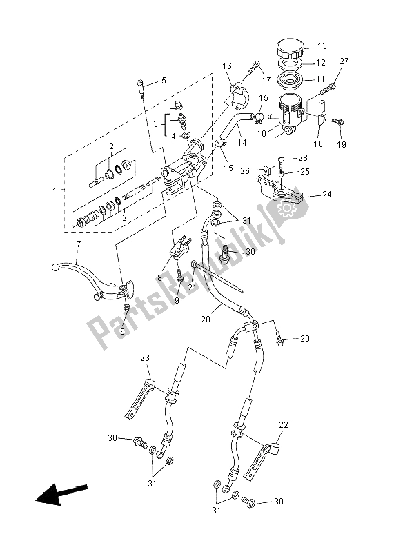 Todas as partes de Cilindro Mestre Dianteiro do Yamaha YZF R6 600 2008