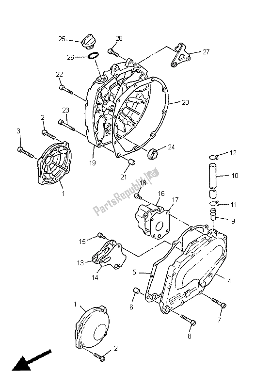 All parts for the Crankcase Cover 1 of the Yamaha XJ 900S Diversion 1998