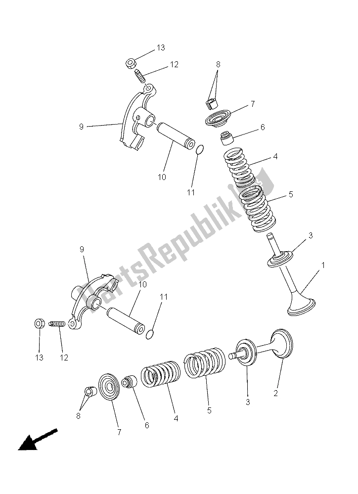 All parts for the Valve of the Yamaha YFM 450 Fwad IRS Grizzly 4X4 Yamaha Black 2015