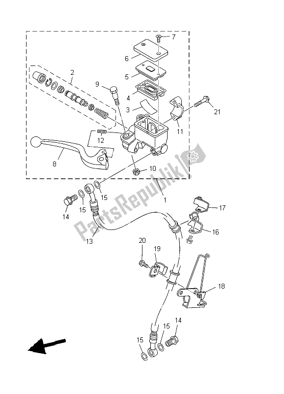 Toutes les pièces pour le Maître-cylindre Avant du Yamaha YBR 125 ED 2007