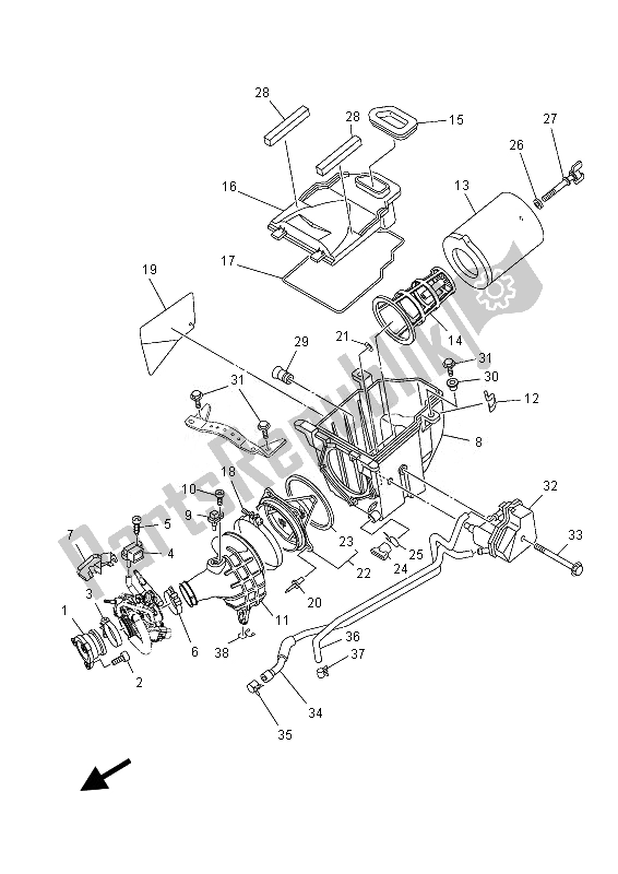 Alle onderdelen voor de Inname van de Yamaha YFZ 450 RD 2013