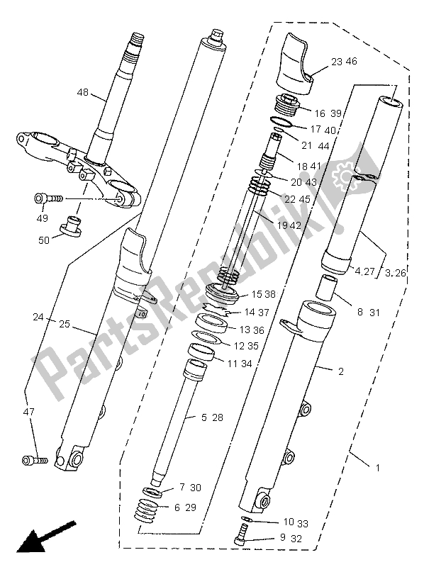 Todas las partes para Tenedor Frontal de Yamaha TDM 850 1998