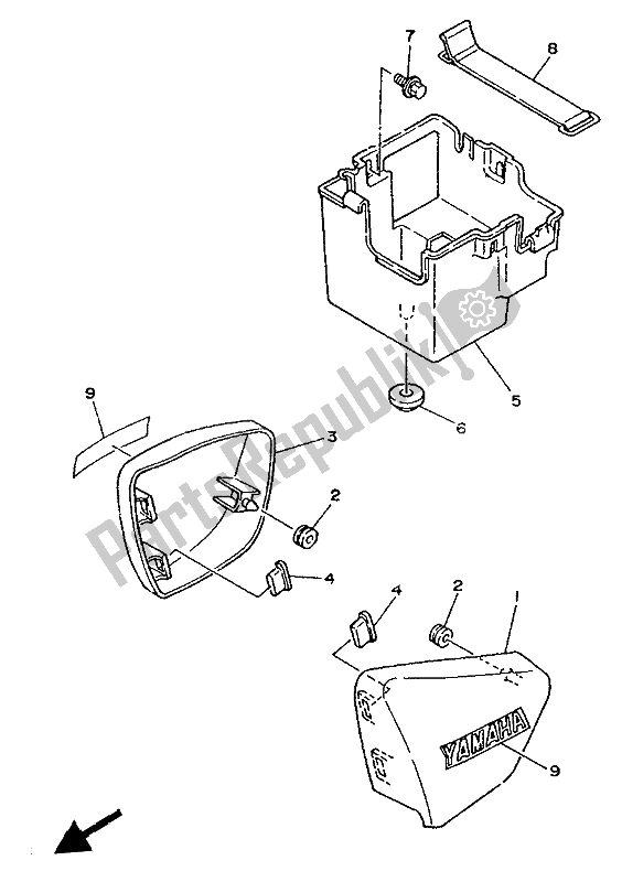 All parts for the Side Cover & Oil Tank of the Yamaha XV 250 Virago 1994