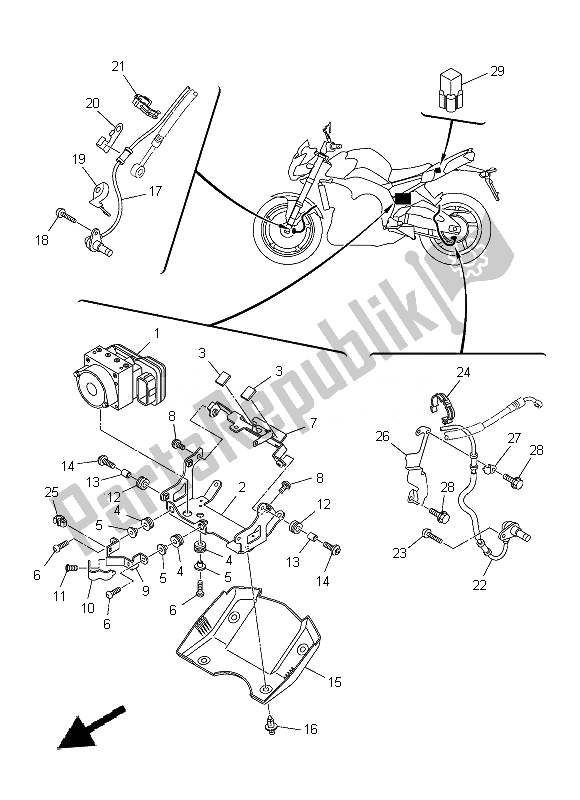 Alle onderdelen voor de Elektrisch 3 van de Yamaha FZ8 NA 800 2014