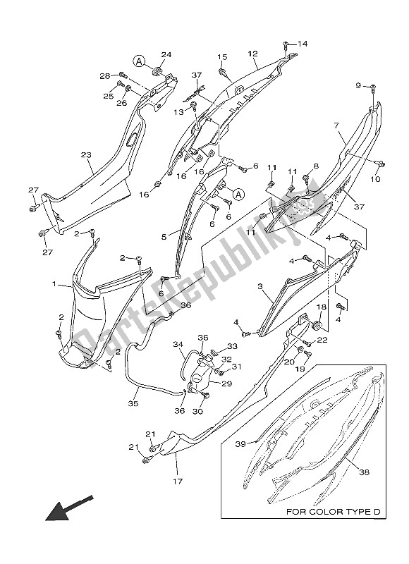 Tutte le parti per il Coperchio Laterale del Yamaha MW 125 2016