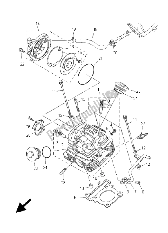 All parts for the Cylinder Head of the Yamaha XG 250 Tricker 2005