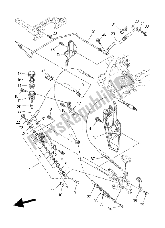 Todas las partes para Cilindro Maestro Trasero de Yamaha YFM 660 FA Grizzly 2005