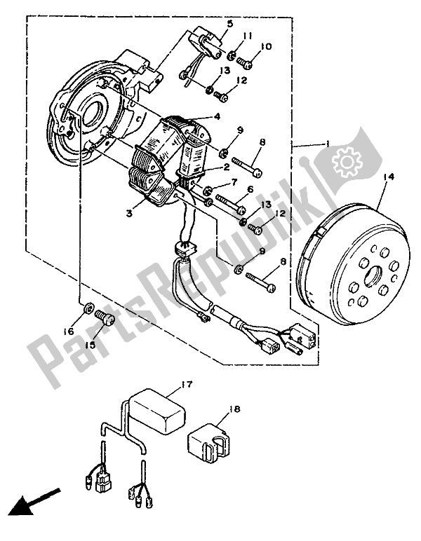 Tutte le parti per il Generatore del Yamaha XT 350 1991