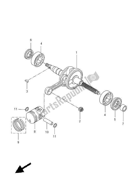 All parts for the Crankshaft & Piston of the Yamaha YN 50 2014