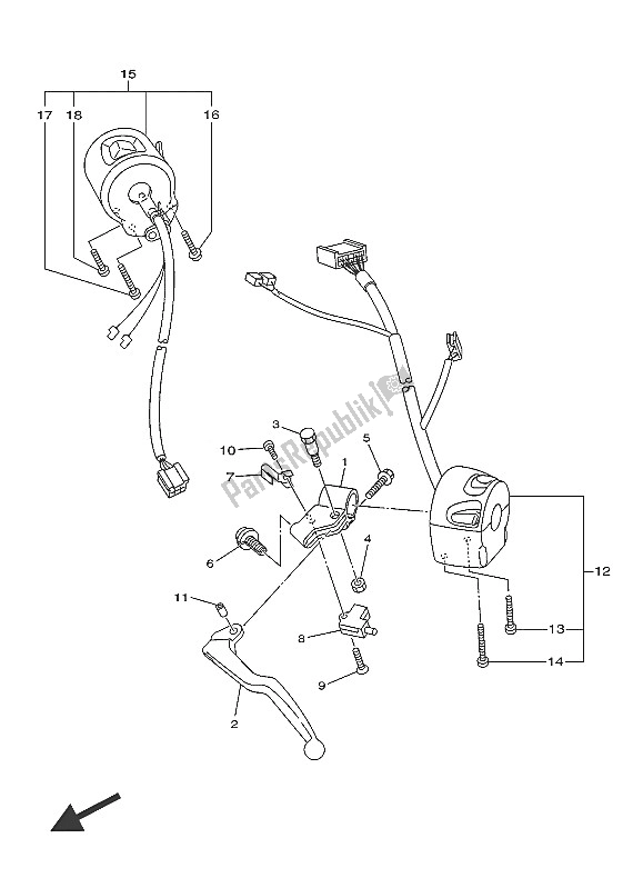 Todas as partes de Manípulo Interruptor E Alavanca do Yamaha XJ6 FA 600 2016