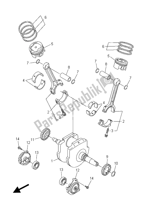 All parts for the Crankshaft & Piston of the Yamaha XVS 1300 CU 2015