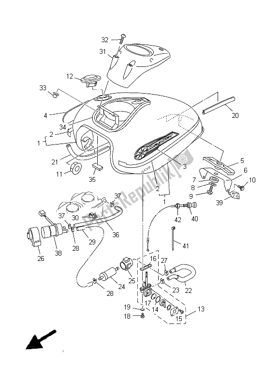 Todas las partes para Depósito De Combustible de Yamaha XVS 650A Dragstar Classic 1999