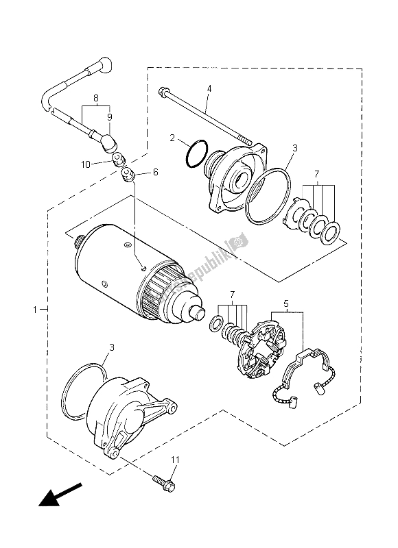 All parts for the Starting Motor of the Yamaha XJR 1300C 2015