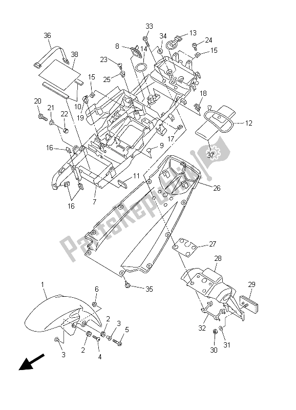 All parts for the Fender of the Yamaha YZF R6 600 2003