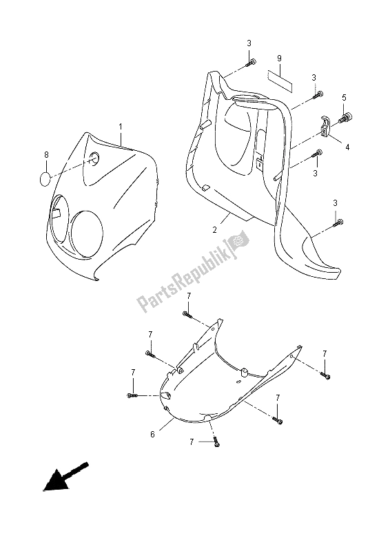 Todas as partes de Escudo De Perna do Yamaha YN 50F 2014